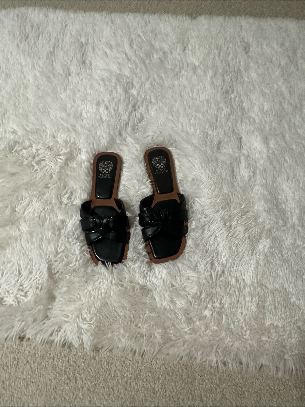 Vince Camuto Black Slide with Brown Trim